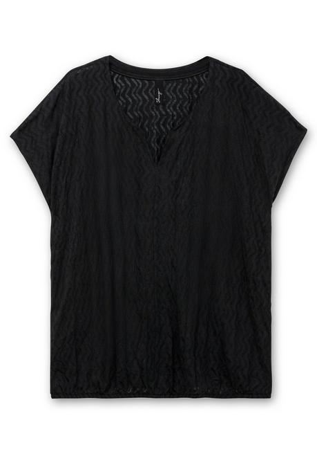 Sheego Ausbrennershirt Mit Gummizug Am Saum - Schwarz Sheego