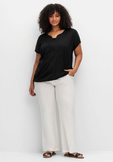 Sheego Ausbrennershirt Mit Gummizug Am Saum - Schwarz Sheego