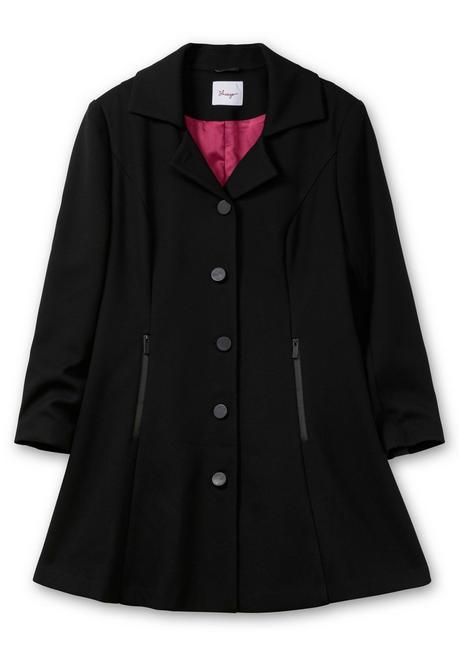 sheego Ausgestellter Kurzmantel In Twillstruktur - Schwarz Sheego