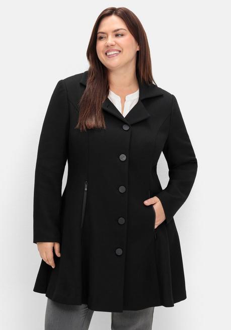 sheego Ausgestellter Kurzmantel in Twillstruktur - schwarz sheego