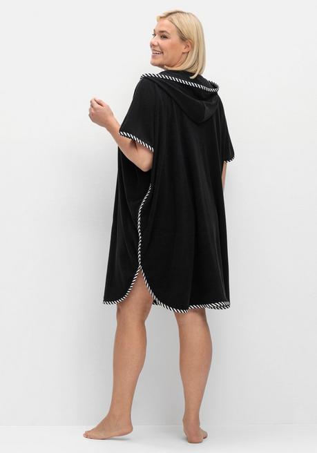 Sheego Bade-Poncho Mit Kapuze, Aus Frottee - Schwarz Sheego