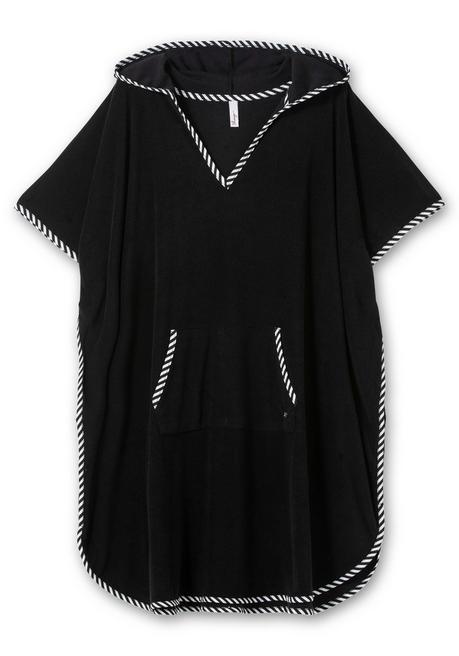 Sheego Bade-Poncho Mit Kapuze, Aus Frottee - Schwarz Sheego