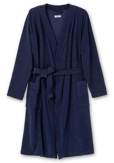 Sheego Bademantel Mit Bindegürtel, Aus Leichtem Frottee - Marine Sheego