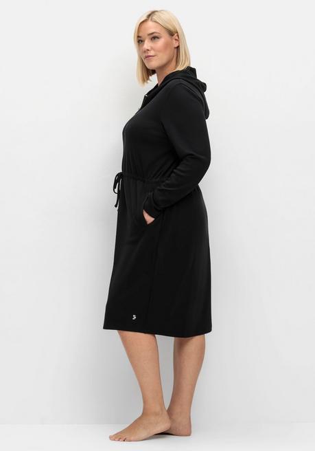 Sheego Bademantel Mit Reißverschluss Und Kapuze - Schwarz Sheego
