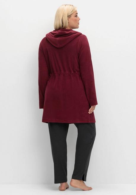 Sheego Bademantel Mit Reißverschluss Und Kapuze - Weinrot Sheego