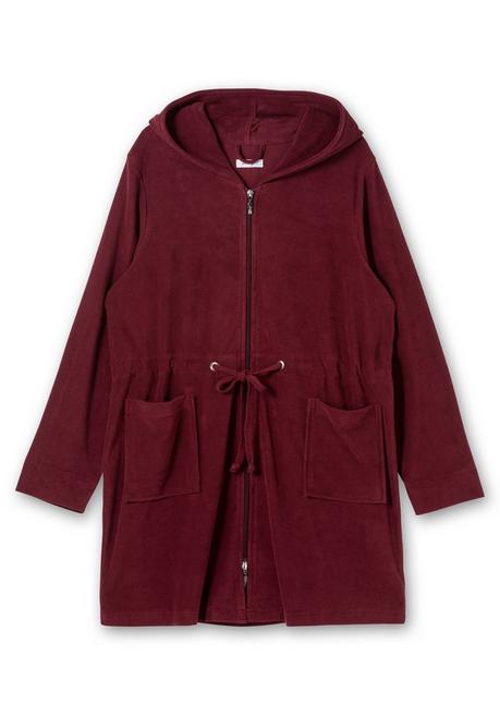 Sheego Bademantel Mit Reißverschluss Und Kapuze - Weinrot Sheego