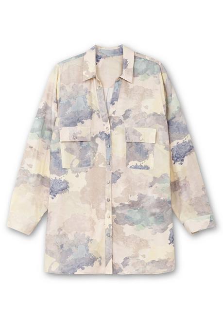 Creation L Batik-Longbluse Mit Brusttasche Und Krempelärmeln - Beigefarben Gemustert Sheego