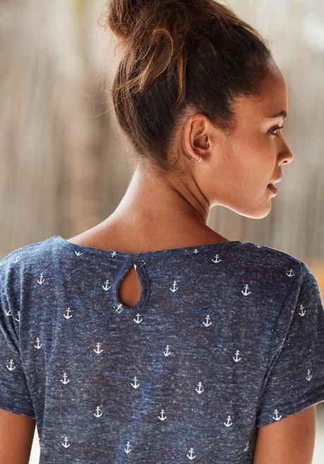 BEACH TIME Doppelpack T-Shirts - Creme+marine Sheego