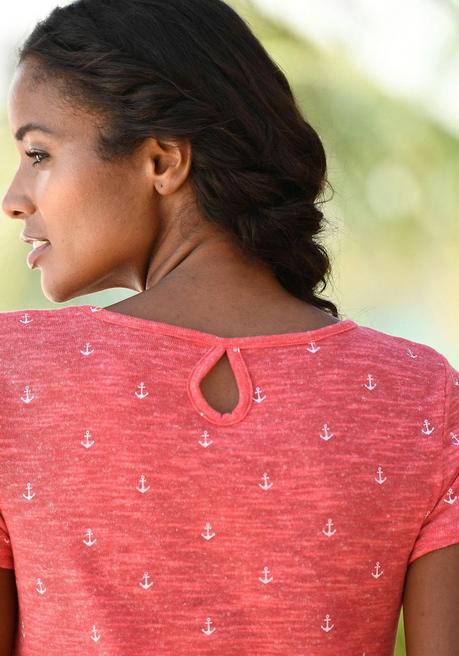 BEACH TIME T-Shirt - Rot+creme Sheego