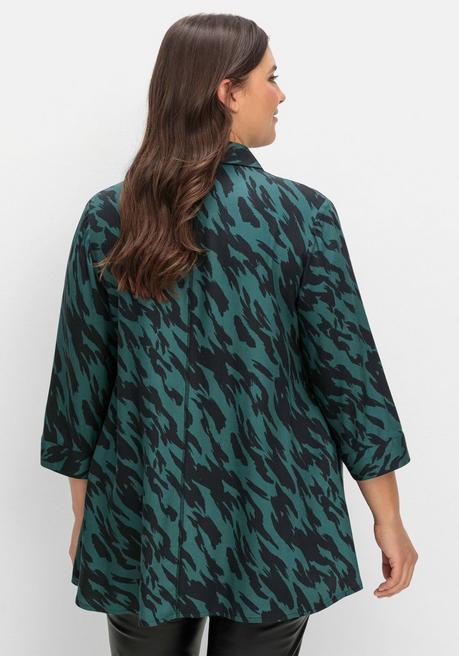 Sheego Bedruckte Bluse In Schwingender A-Linie - Schwarz Gemustert Sheego