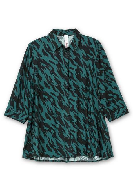 Sheego Bedruckte Bluse In Schwingender A-Linie - Schwarz Gemustert Sheego