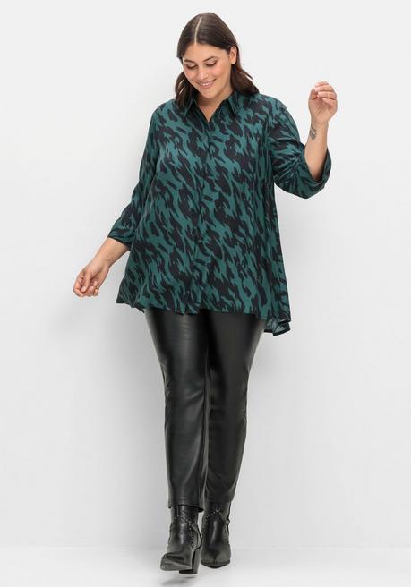 Sheego Bedruckte Bluse In Schwingender A-Linie - Schwarz Gemustert Sheego