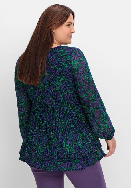 Sheego By Joe Browns Bedruckte Chiffontunika Mit Plisseefalten - Schwarz Bedruckt Sheego