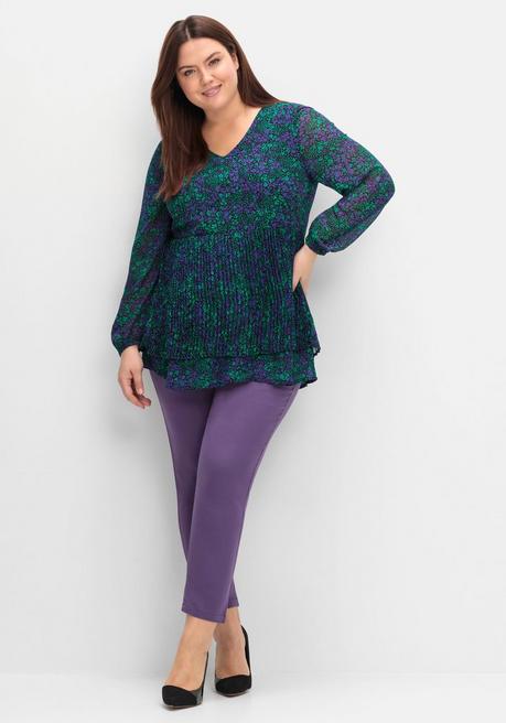 Sheego By Joe Browns Bedruckte Chiffontunika Mit Plisseefalten - Schwarz Bedruckt Sheego