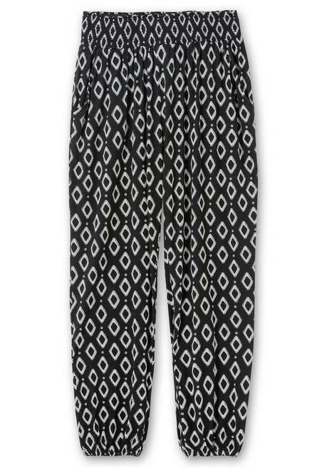 Sheego Bedruckte Jerseyhose Mit Breitem Smokbund - Schwarz Gemustert Sheego