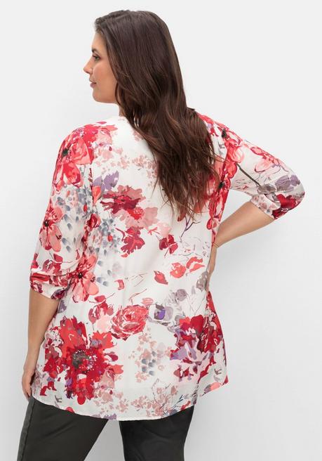 Creation L Bedruckte Longtunika Mit 3/4-Arm Und Biesen - Weiß Gemustert Sheego