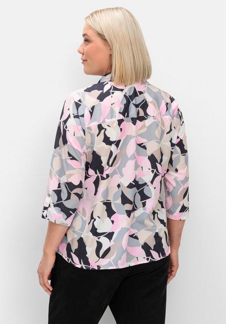 Sheego Bedruckte Tunika Mit Blusenkragen, Aus Crêpe - Rosé Gemustert Sheego