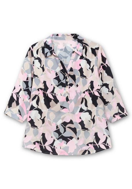 Sheego Bedruckte Tunika Mit Blusenkragen, Aus Crêpe - Rosé Gemustert Sheego