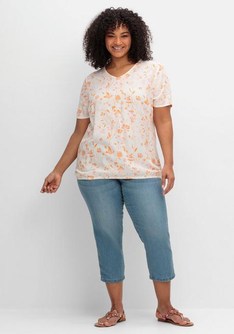 Sheego Bedruckte Tunika Mit Gummizugbund - Orange Bedruckt Sheego