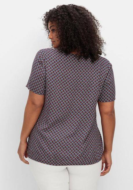 Sheego Bedruckte Tunika Mit Gummizugbund - Schwarz Gemustert Sheego