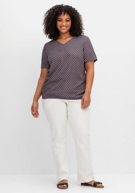 Sheego Bedruckte Tunika Mit Gummizugbund - Schwarz Gemustert Sheego