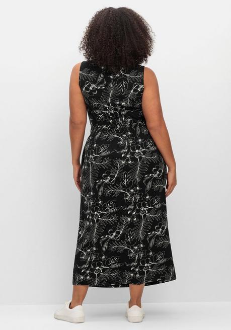 Sheego Bedrucktes Jerseykleid In Midilänge - Schwarz-weiß Sheego