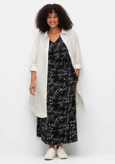 Sheego Bedrucktes Jerseykleid In Midilänge - Schwarz-weiß Sheego