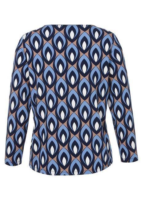 VIA APPIA DUE Bedrucktes Langarmshirt Mit Rundhalsausschnitt - Indigo Gemustert Sheego