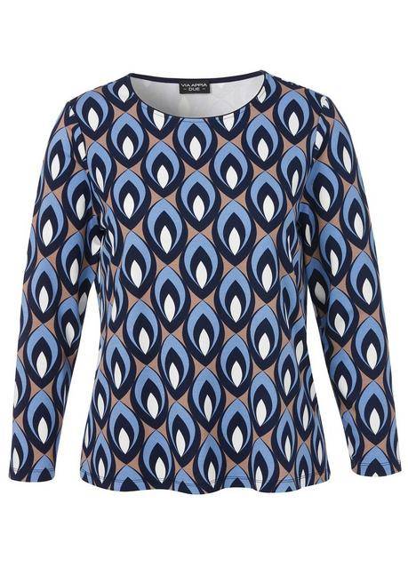 VIA APPIA DUE Bedrucktes Langarmshirt mit Rundhalsausschnitt - indigo gemustert sheego