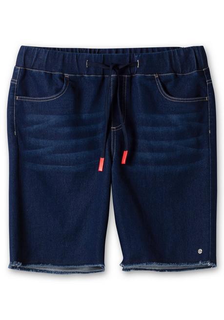Sheego Bermudas Aus Sweat-Denim, Mit Offenem Saum - Dark Blue Denim Sheego