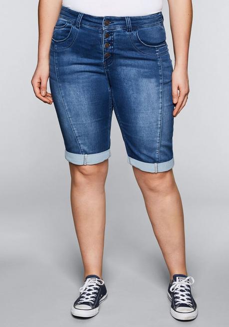 sheego Bermudas aus Sweat-Denim mit Teilungsnaht - blue Denim sheego