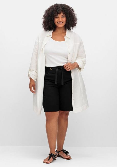 sheego Bermudas im Leinen-Mix, mit Gummibund - schwarz sheego