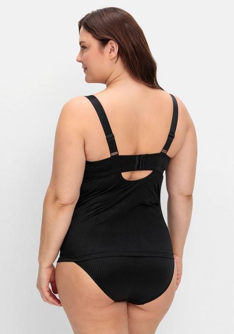 Sheego BH-Hemd Mit Spitzen-Cups Und Tonigen Streifen - Schwarz Sheego