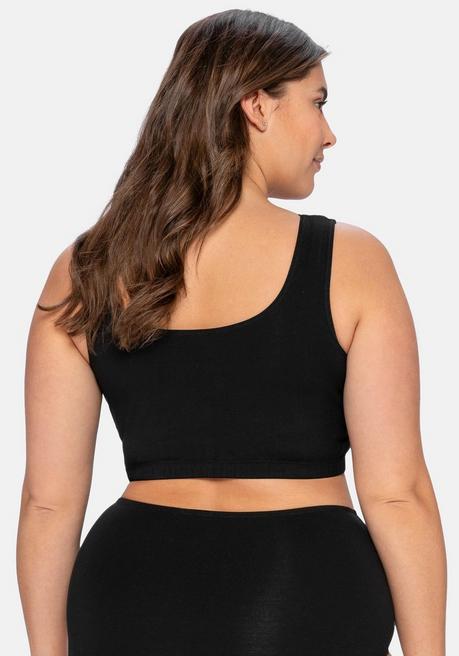 Sheego BH Ohne Bügel In Bustier-Form, Mit Spitzenborte - Schwarz Sheego