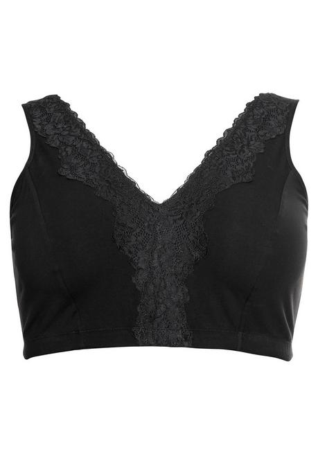 Sheego BH Ohne Bügel In Bustier-Form, Mit Spitzenborte - Schwarz Sheego