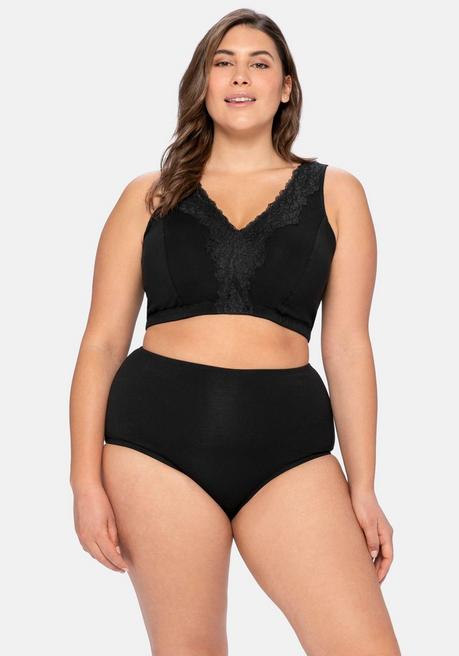 Sheego BH Ohne Bügel In Bustier-Form, Mit Spitzenborte - Schwarz Sheego