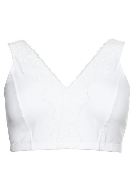 Sheego BH Ohne Bügel In Bustier-Form, Mit Spitzenborte - Weiß Sheego
