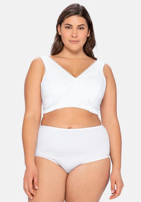 Sheego BH Ohne Bügel In Bustier-Form, Mit Spitzenborte - Weiß Sheego