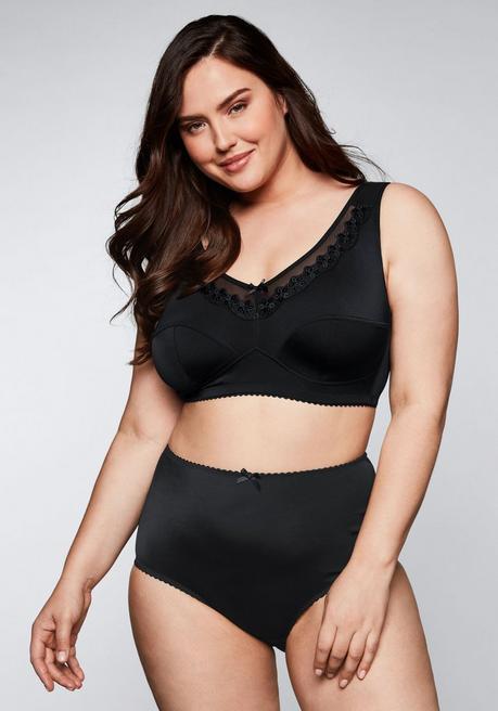 Sheego BH Ohne Bügel Mit Breitem Unterbrustband - Schwarz Sheego