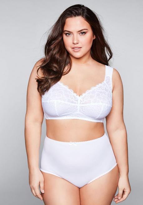 Sheego BH Ohne Bügel Mit Leicht Transparenter Spitze - Weiß Sheego