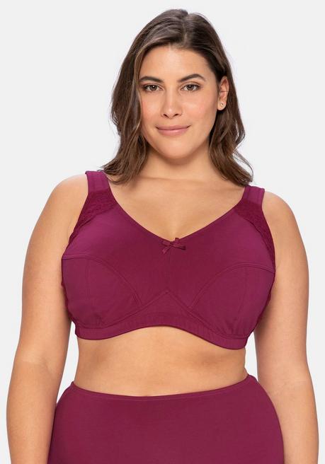 Sheego BH Ohne Bügel, Mit Seitlichem Spitzenbesatz - Himbeere Sheego