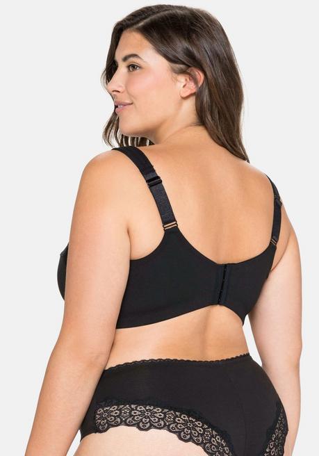 Sheego BH Ohne Bügel, Mit Seitlichem Spitzenbesatz - Schwarz Sheego