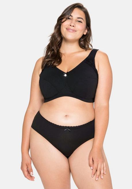 Sheego BH Ohne Bügel, Mit Seitlichem Spitzenbesatz - Schwarz Sheego