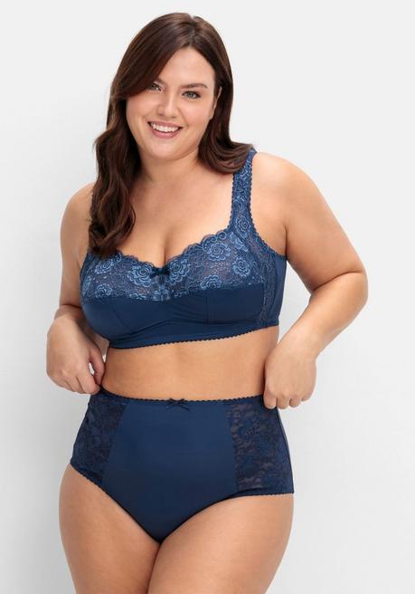 Sheego BH Ohne Bügel, Mit Spitze Und Leicht Glänzend - Saphir Sheego