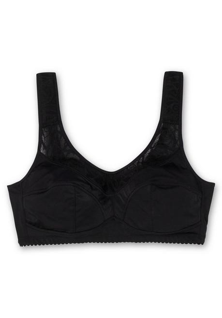 Sheego BH Ohne Bügel, Mit Spitze Und Mesh - Schwarz Sheego