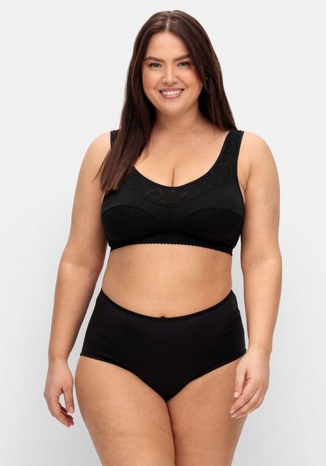 Sheego BH Ohne Bügel, Mit Spitze Und Mesh - Schwarz Sheego