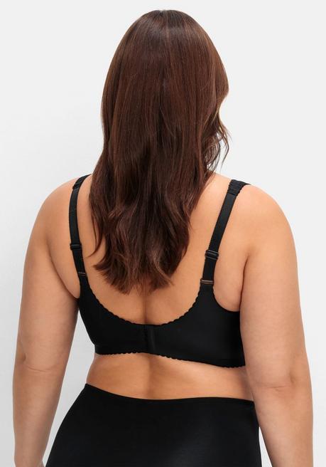 Sheego BH Ohne Bügel, Mit Spitzeneinsatz - Schwarz Sheego