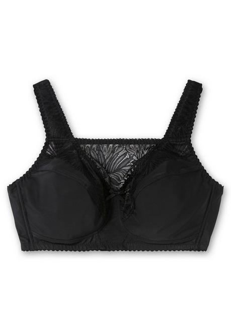Sheego BH Ohne Bügel, Mit Spitzeneinsatz - Schwarz Sheego