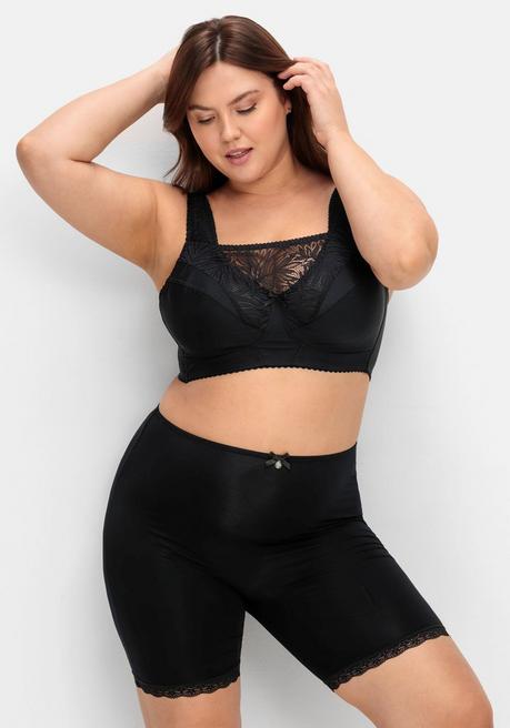 Sheego BH Ohne Bügel, Mit Spitzeneinsatz - Schwarz Sheego