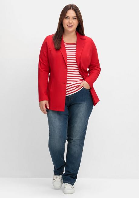 Sheego Blazer Aus Milano-Ripp, Mit Reverskragen - Mohnrot Sheego